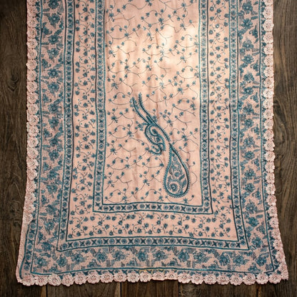 Sanskriti Vintage Pink Pure Georgette Silk Dupatta/Stole Hand Embroidered Sequin