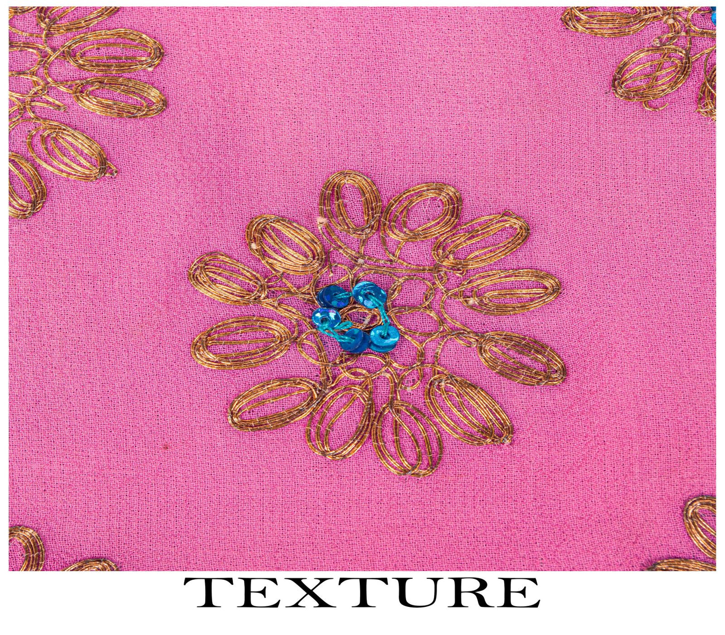 Sanskriti Vintage Pink Pure Georgette Dupatta/Stole Hand Embroidery Zardozi Veil