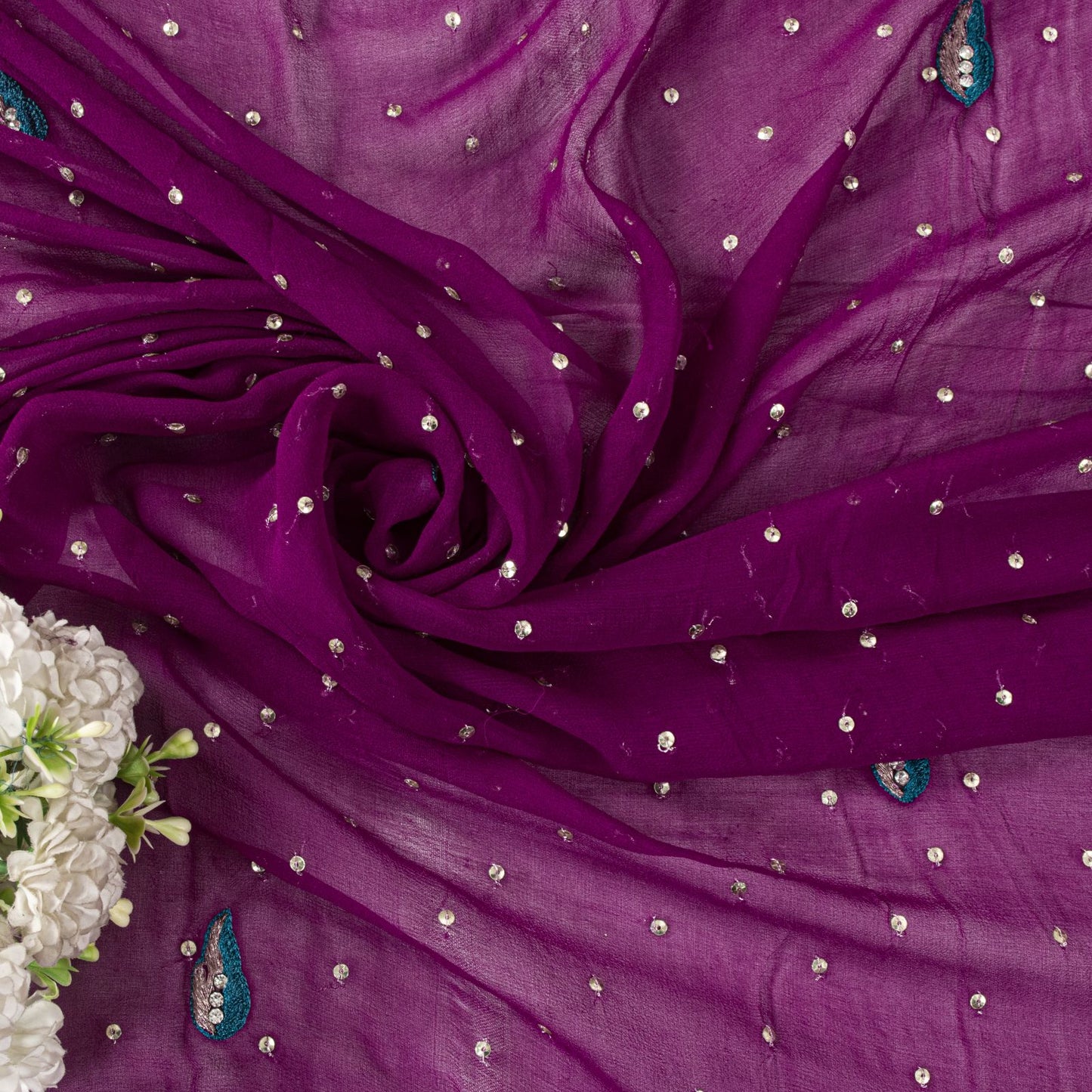 Sanskriti Vintage Pink Pure Georgette Silk Dupatta/Stole Hand Beaded Zari Veil