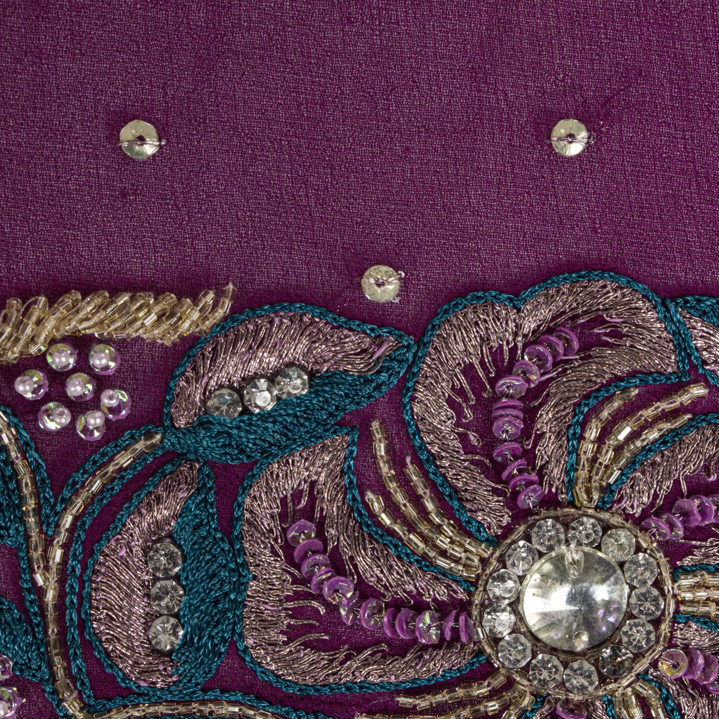 Sanskriti Vintage Pink Pure Georgette Silk Dupatta/Stole Hand Beaded Zari Veil