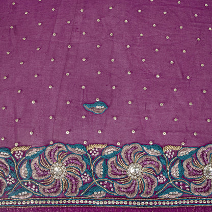 Sanskriti Vintage Pink Pure Georgette Silk Dupatta/Stole Hand Beaded Zari Veil