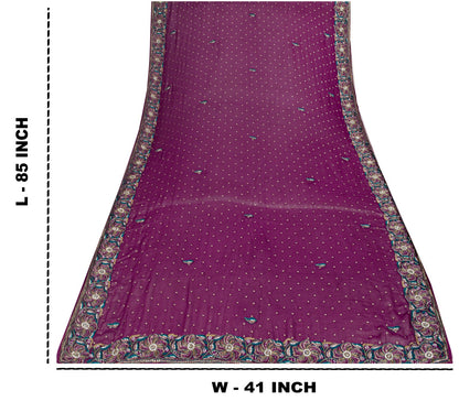 Sanskriti Vintage Pink Pure Georgette Silk Dupatta/Stole Hand Beaded Zari Veil