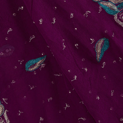 Sanskriti Vintage Pink Pure Georgette Silk Dupatta/Stole Hand Beaded Zari Veil