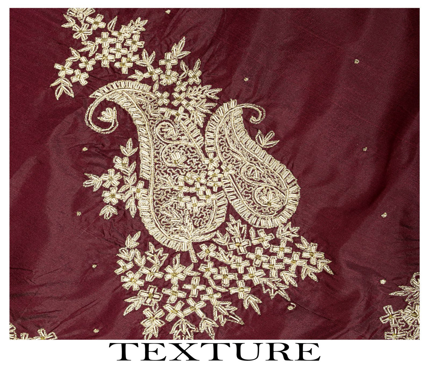 Sanskriti Vintage Maroon Pure Silk Dupatta/Stole Hand Embroidered Zardozi Veil