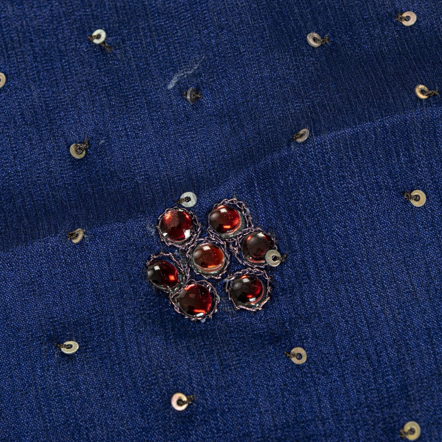 Sanskriti Vintage Blue Pure Silk Dupatta/Stole Hand Embroidered Zari Indian Veil