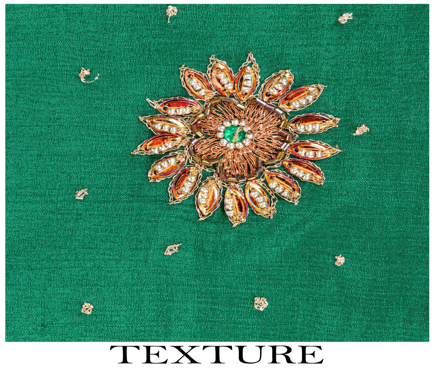 Sanskriti Vintage Green Pure Chiffon Silk Dupatta/Stole Hand Beaded Neck Veil