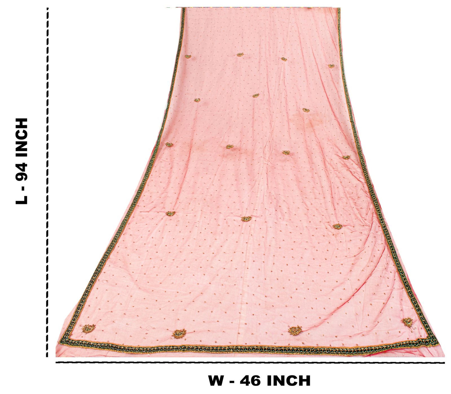 Sanskriti Vintage Red Net Dupatta/Stole Hand Embroidery Zardozi Dabka Wrap Veil
