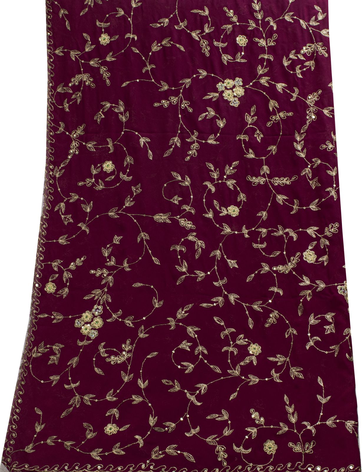 Sanskriti Vintage Purple Georgette Dupatta/Stole Hand Embroidery Zari Zardozi