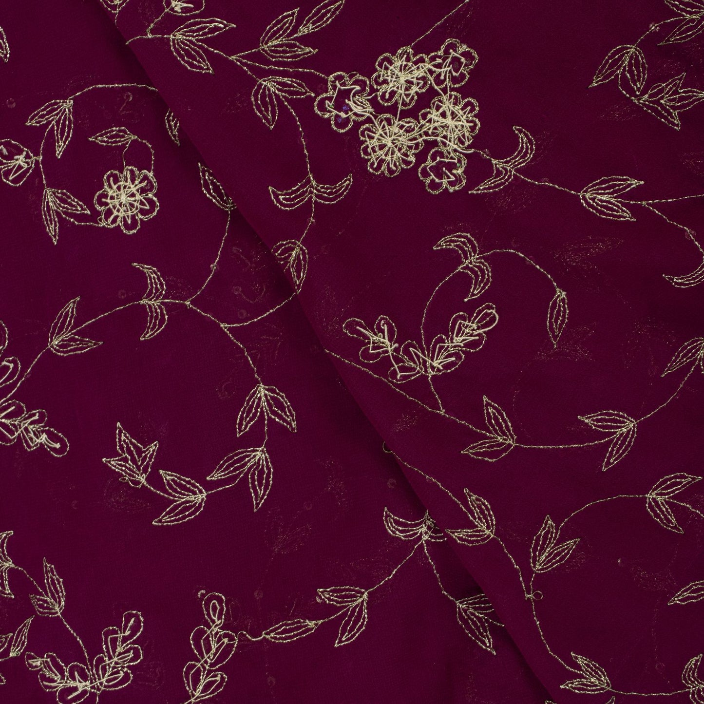Sanskriti Vintage Purple Georgette Dupatta/Stole Hand Embroidery Zari Zardozi