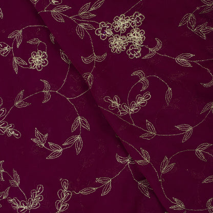 Sanskriti Vintage Purple Georgette Dupatta/Stole Hand Embroidery Zari Zardozi