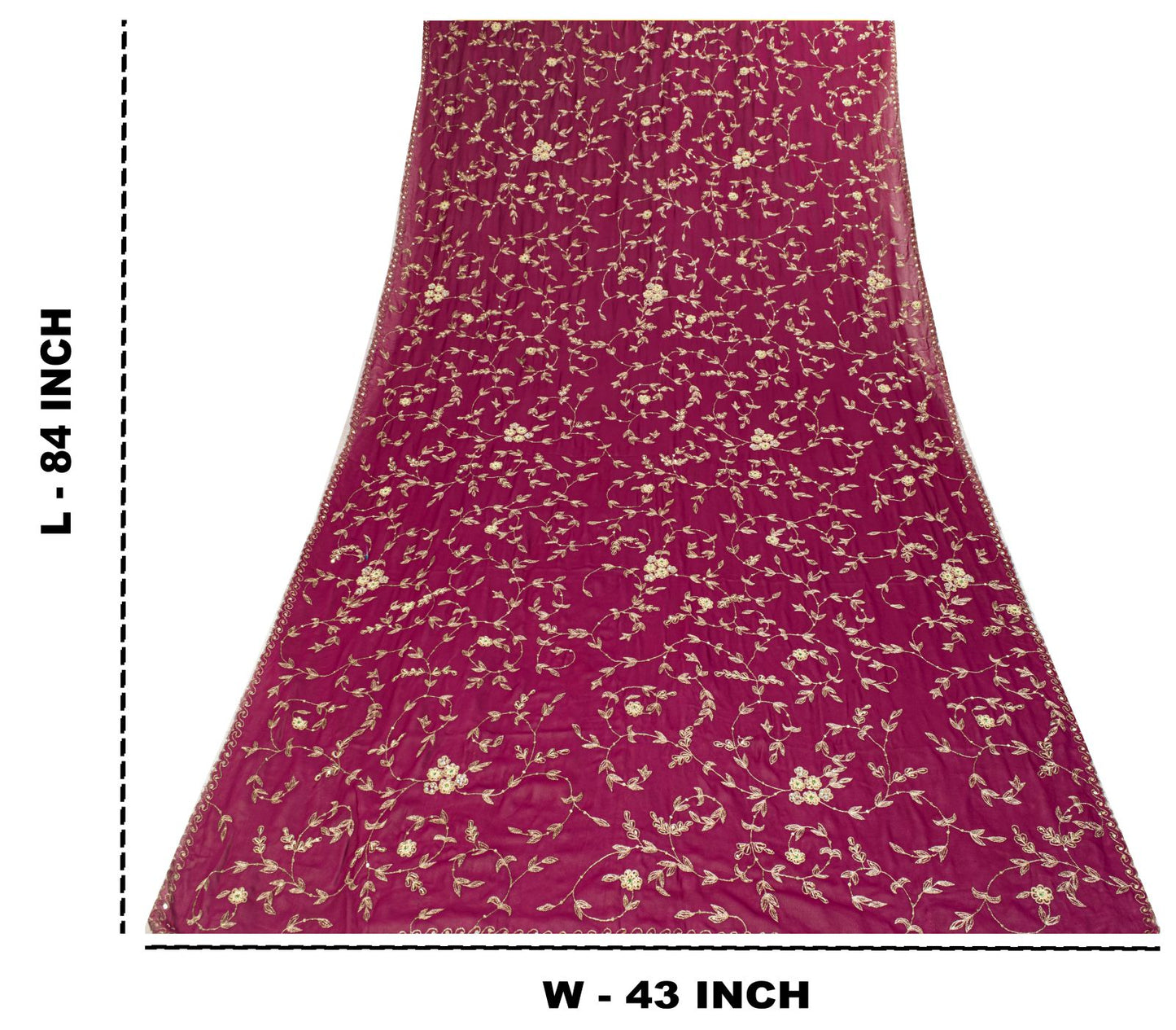 Sanskriti Vintage Purple Georgette Dupatta/Stole Hand Embroidery Zari Zardozi