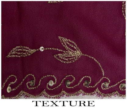 Sanskriti Vintage Purple Georgette Dupatta/Stole Hand Embroidery Zari Zardozi