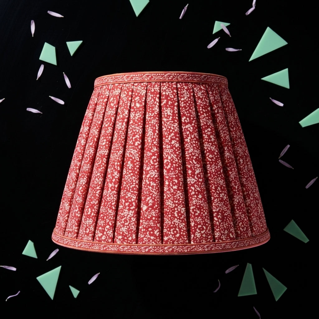 Sanskriti Handmade Lamp Pink Pure Cotton Vintage Sari Upcycled Gathered/Pleated