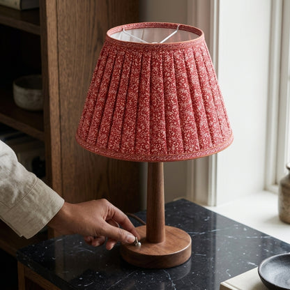 Sanskriti Handmade Lamp Pink Pure Cotton Vintage Sari Upcycled Gathered/Pleated
