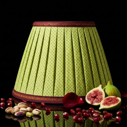 Sanskriti Handmade Lamp Green Pure Cotton Vintage Sari Upcycled Gathered/Pleated
