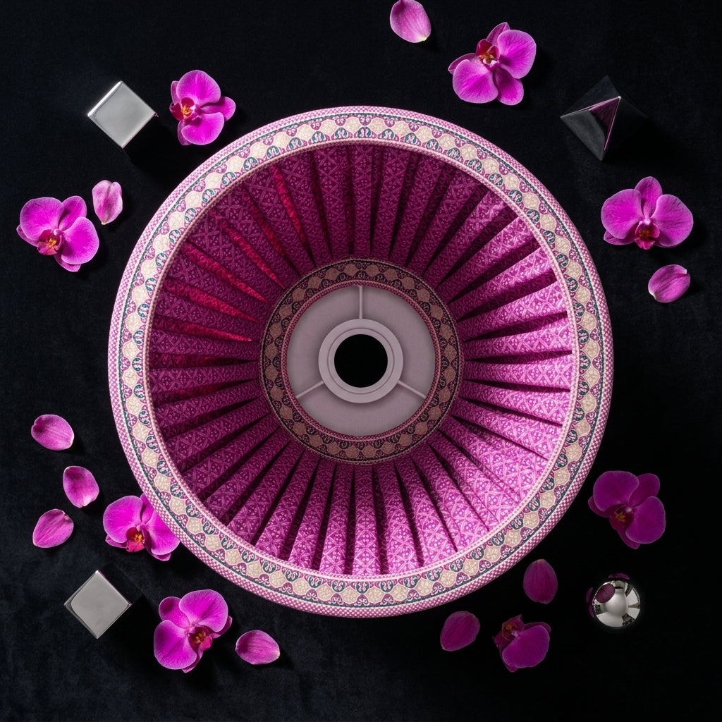 Sanskriti Handmade Lamp Pink Pure Cotton Vintage Sari Upcycled Gathered/Pleated