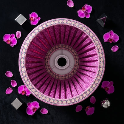Sanskriti Handmade Lamp Pink Pure Cotton Vintage Sari Upcycled Gathered/Pleated