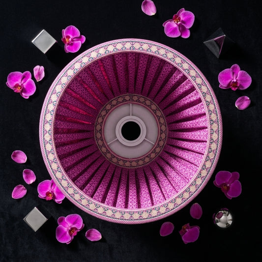 Sanskriti Handmade Lamp Pink Pure Cotton Vintage Sari Upcycled Gathered/Pleated