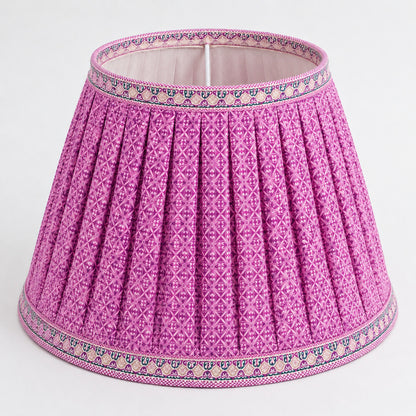 Sanskriti Handmade Lamp Pink Pure Cotton Vintage Sari Upcycled Gathered/Pleated