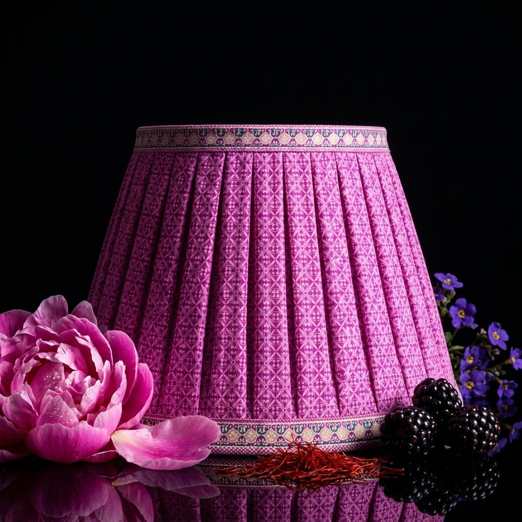 Sanskriti Handmade Lamp Pink Pure Cotton Vintage Sari Upcycled Gathered/Pleated