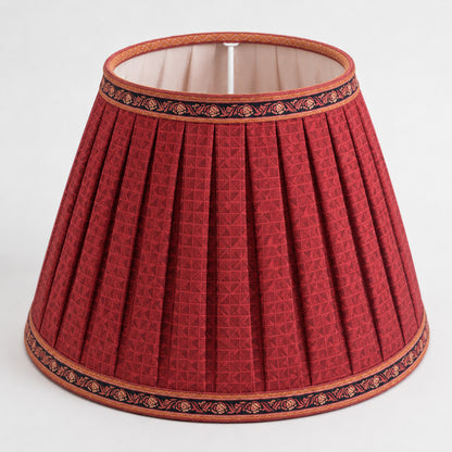 Sanskriti Handmade Lamp Red Pure Silk Vintage Saree Upcycled Gathered/Pleated