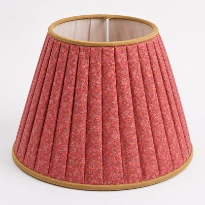 Sanskriti Handmade Lamp Red Pure Silk Vintage Sari Upcycled Gathered/Pleated