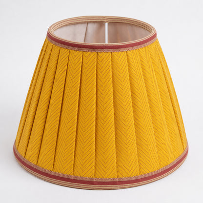 Sanskriti Handmade Lamp Yellow Pure Silk Vintage Sari Upcycled Gathered/Pleated