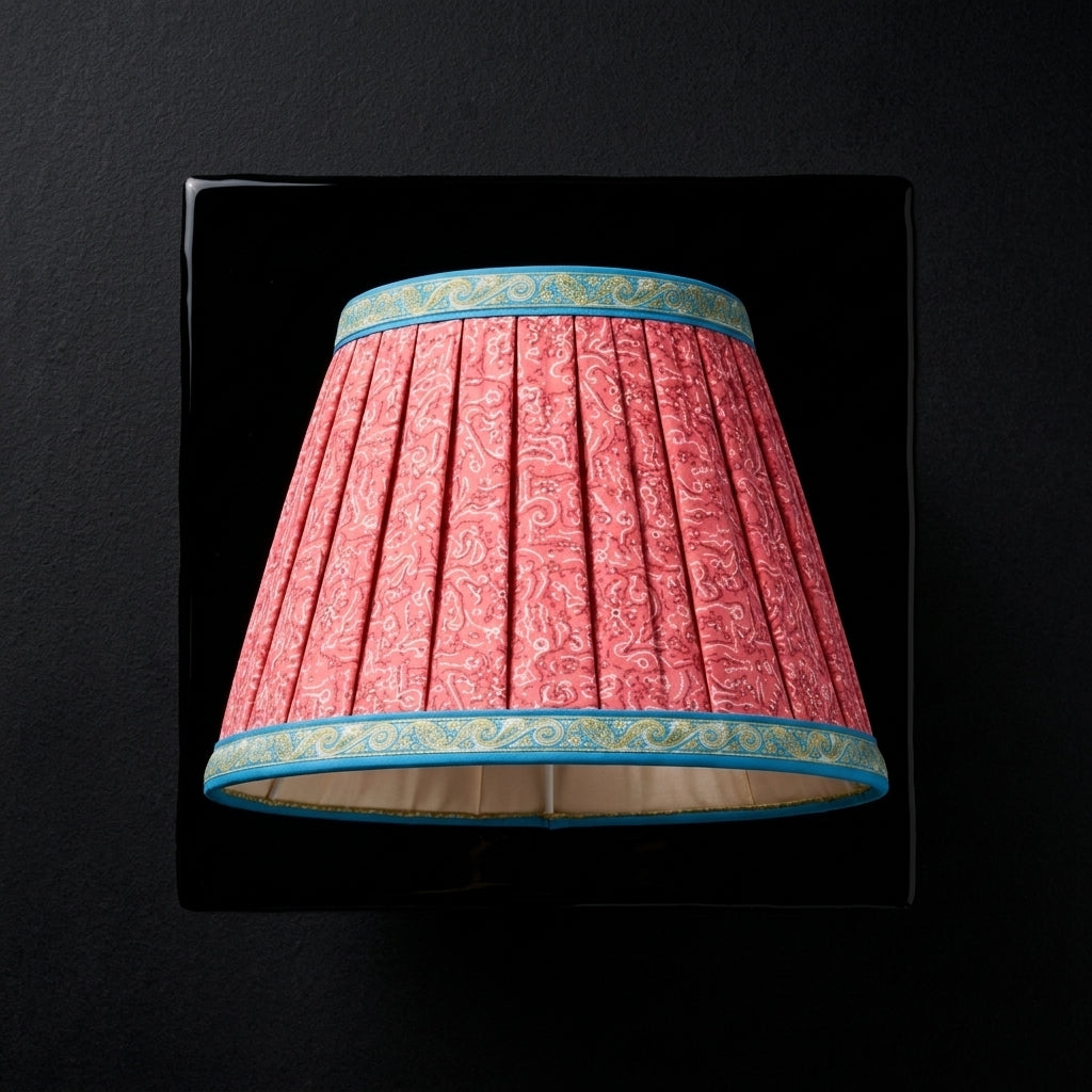 Sanskriti Handmade Lamp Pink Pure Silk Vintage Sari Upcycled Gathered/Pleated