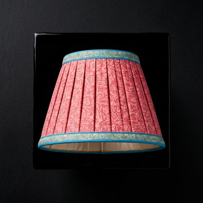Sanskriti Handmade Lamp Pink Pure Silk Vintage Sari Upcycled Gathered/Pleated