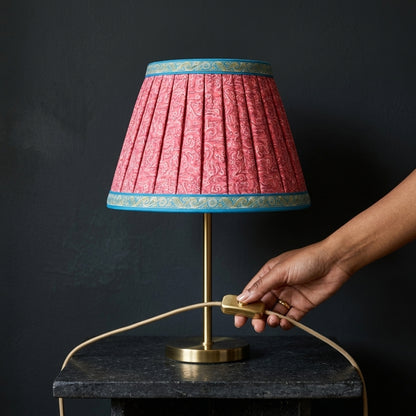 Sanskriti Handmade Lamp Pink Pure Silk Vintage Sari Upcycled Gathered/Pleated