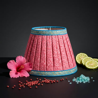 Sanskriti Handmade Lamp Pink Pure Silk Vintage Sari Upcycled Gathered/Pleated