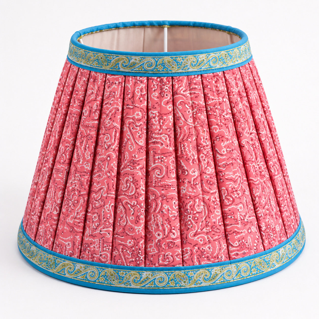 Sanskriti Handmade Lamp Pink Pure Silk Vintage Sari Upcycled Gathered/Pleated