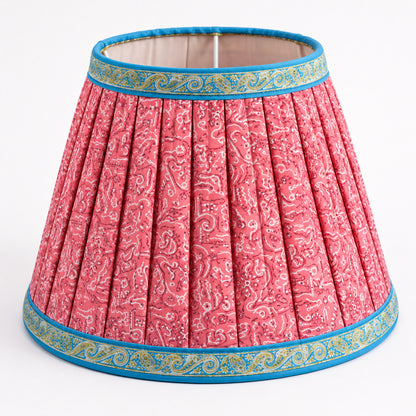 Sanskriti Handmade Lamp Pink Pure Silk Vintage Sari Upcycled Gathered/Pleated