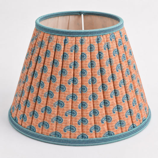 Sanskriti Handmade Lamp Peach Pure Silk Vintage Sari Upcycled Gathered/Pleated