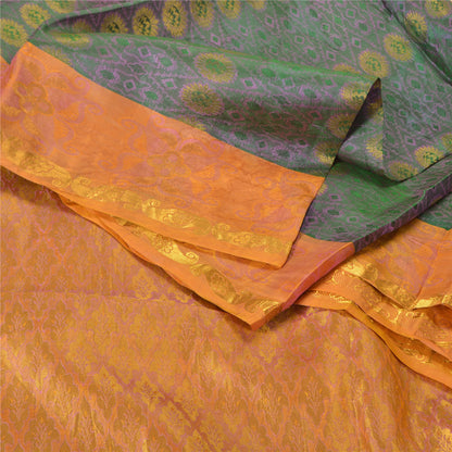 Sanskriti Vintage Green Wedding Indian Sarees Pure Silk Woven Ethnic Sari Sustainable Fabric