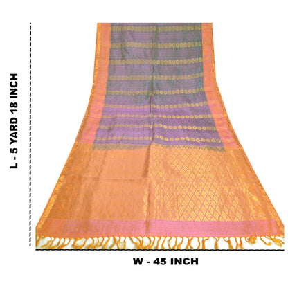 Sanskriti Vintage Green Wedding Indian Sarees Pure Silk Woven Ethnic Sari Sustainable Fabric