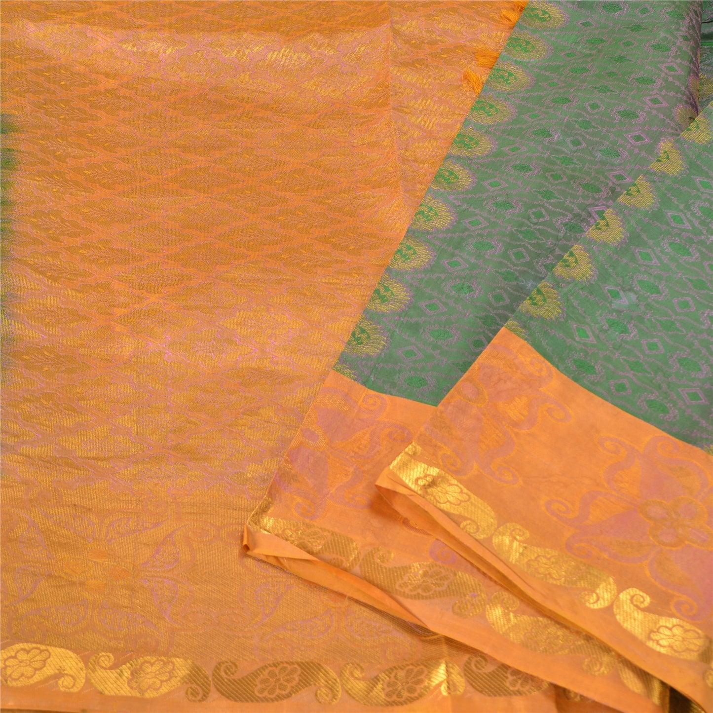 Sanskriti Vintage Green Wedding Indian Sarees Pure Silk Woven Ethnic Sari Sustainable Fabric