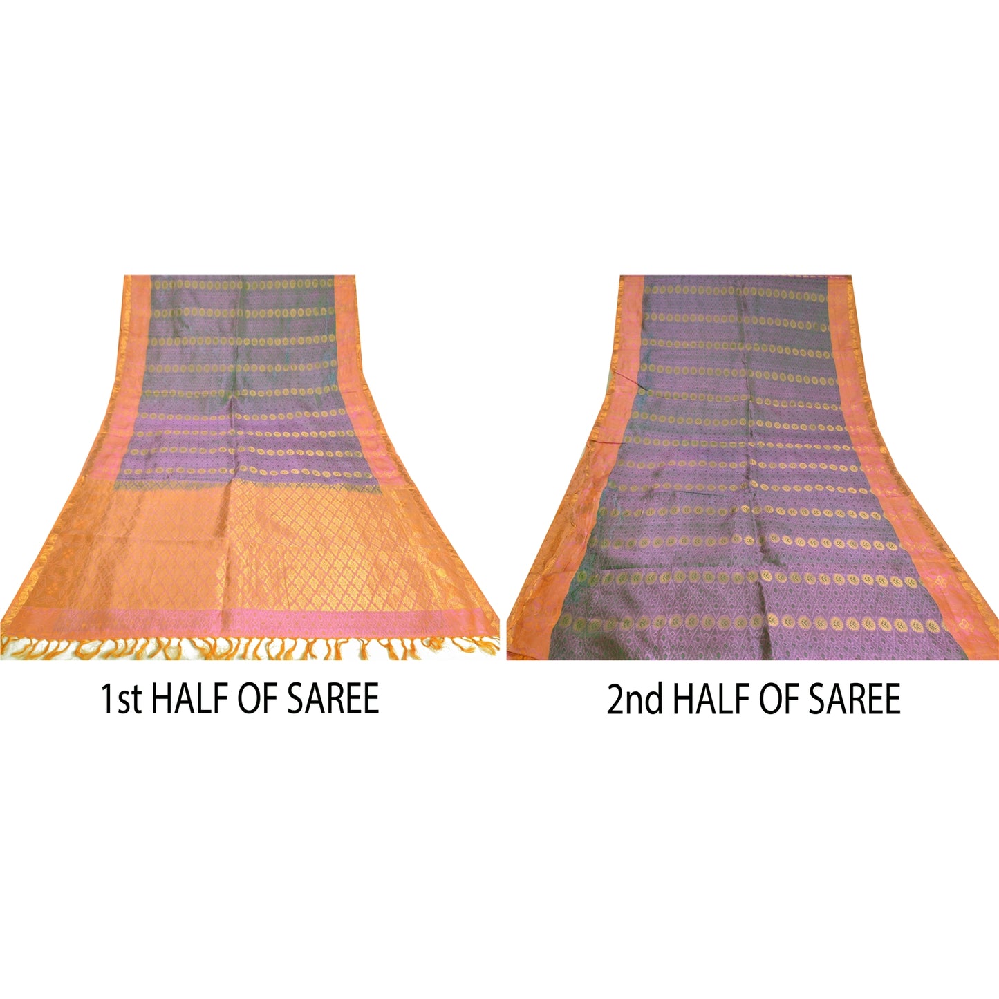 Sanskriti Vintage Green Wedding Indian Sarees Pure Silk Woven Ethnic Sari Sustainable Fabric