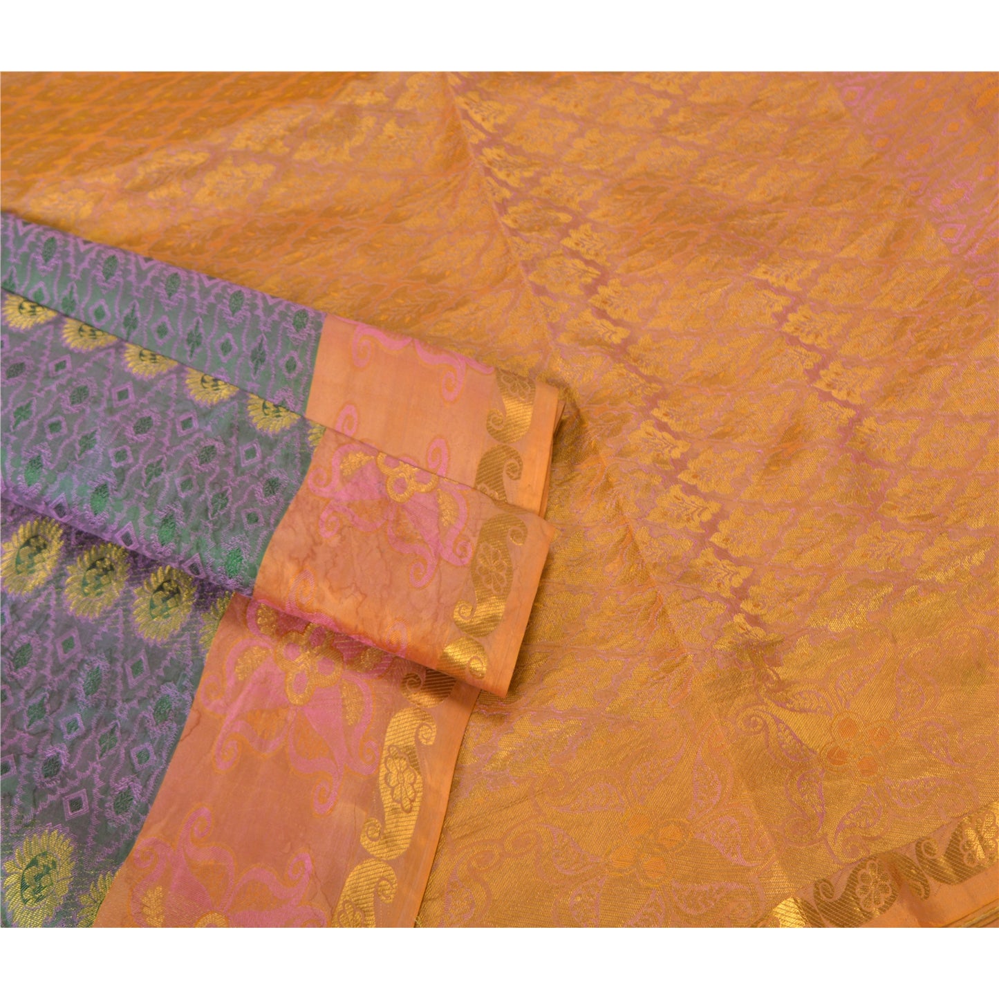 Sanskriti Vintage Green Wedding Indian Sarees Pure Silk Woven Ethnic Sari Sustainable Fabric