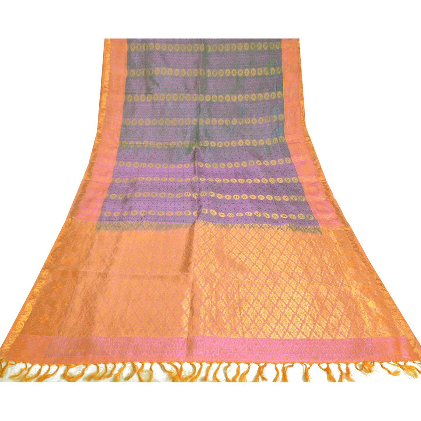 Sanskriti Vintage Green Wedding Indian Sarees Pure Silk Woven Ethnic Sari Sustainable Fabric