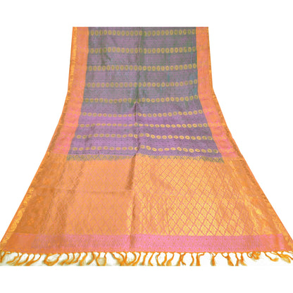 Sanskriti Vintage Green Wedding Indian Sarees Pure Silk Woven Ethnic Sari Sustainable Fabric