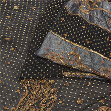 Load image into Gallery viewer, Sanskriti Vintage Black Sarees Beaded Pure Georgette Silk Fabric Lehenga Sari

