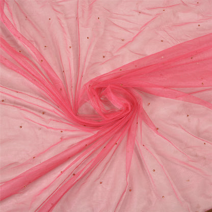 Sanskriti Vintage Pink Sarees Beaded Blend Georgette Sustainable Fabric Lehenga Sari