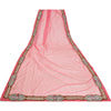 Sanskriti Vintage Pink Sarees Beaded Blend Georgette Sustainable Fabric Lehenga Sari