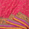 Sanskriti Vintage Pink Sarees Pure Georgette Silk Handmade Zardozi Sari Fabric
