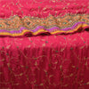 Sanskriti Vintage Pink Sarees Pure Georgette Silk Handmade Zardozi Sari Fabric