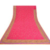 Sanskriti Vintage Pink Sarees Pure Georgette Silk Handmade Zardozi Sari Fabric