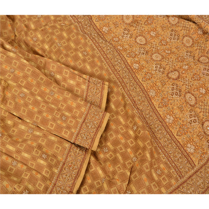 Sanskriti Vintage Cream Sarees Hand Beaded Pure Silk Sustainable Fabric Lehernga Sari