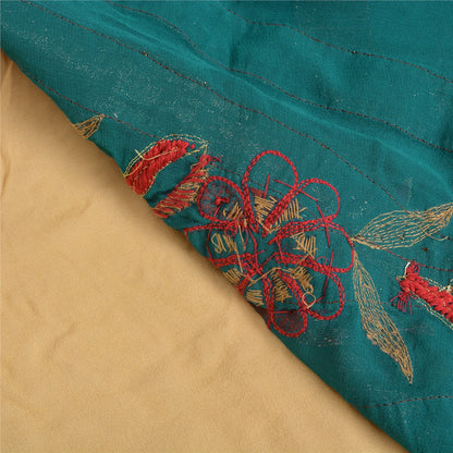Sanskriti Vintage Teal Bollywood Sarees Pure Georgette Silk Beaded Fabric/Sari