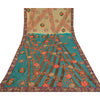 Sanskriti Vintage Teal Bollywood Sarees Pure Georgette Silk Beaded Fabric/Sari